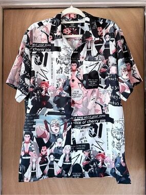 Na Na Vintage Anime Graphic Button Front Shirt Men’s XL Japanese Manga Style